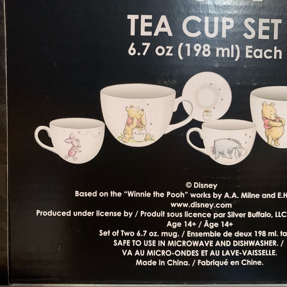 Disney Winnie the Pooh Teacup Set NWT 2 cups & 2 saucers Piglet Eeyore - Picture 10 of 12